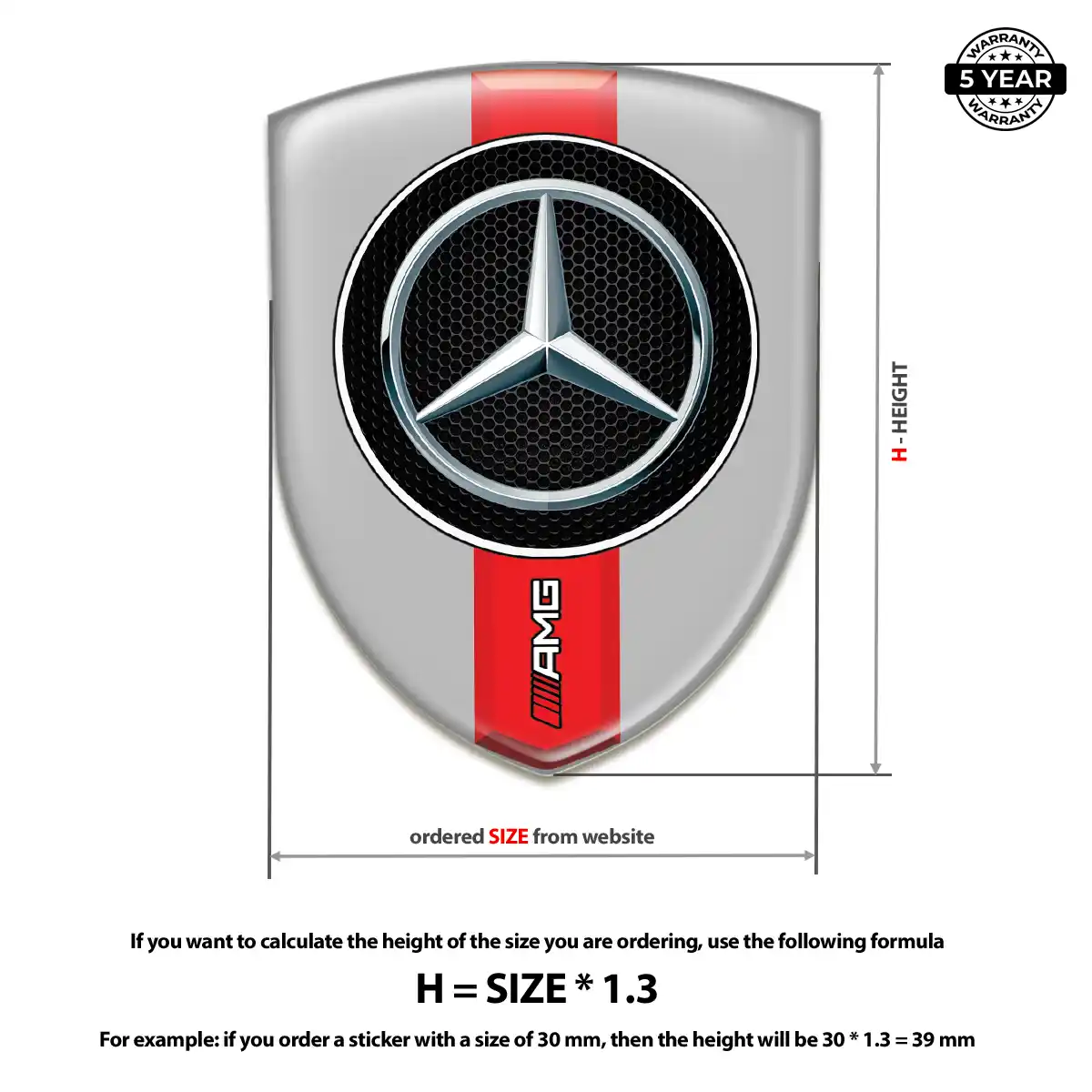 Mercedes Resin Emblem Sticker Prime Quality