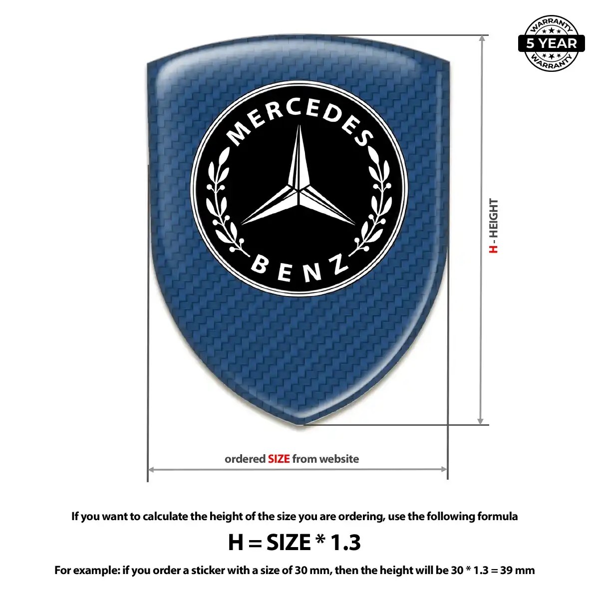 Mercedes Self Adhesive Emblem Sticker Elite Finish