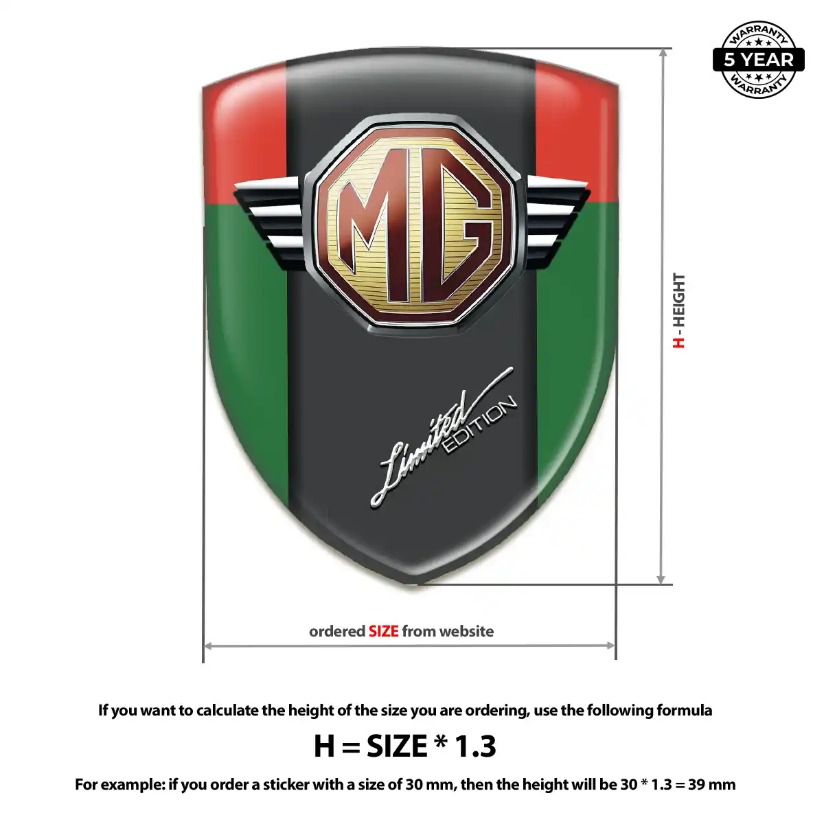 MG 3D Badge Sticker Premium Dome