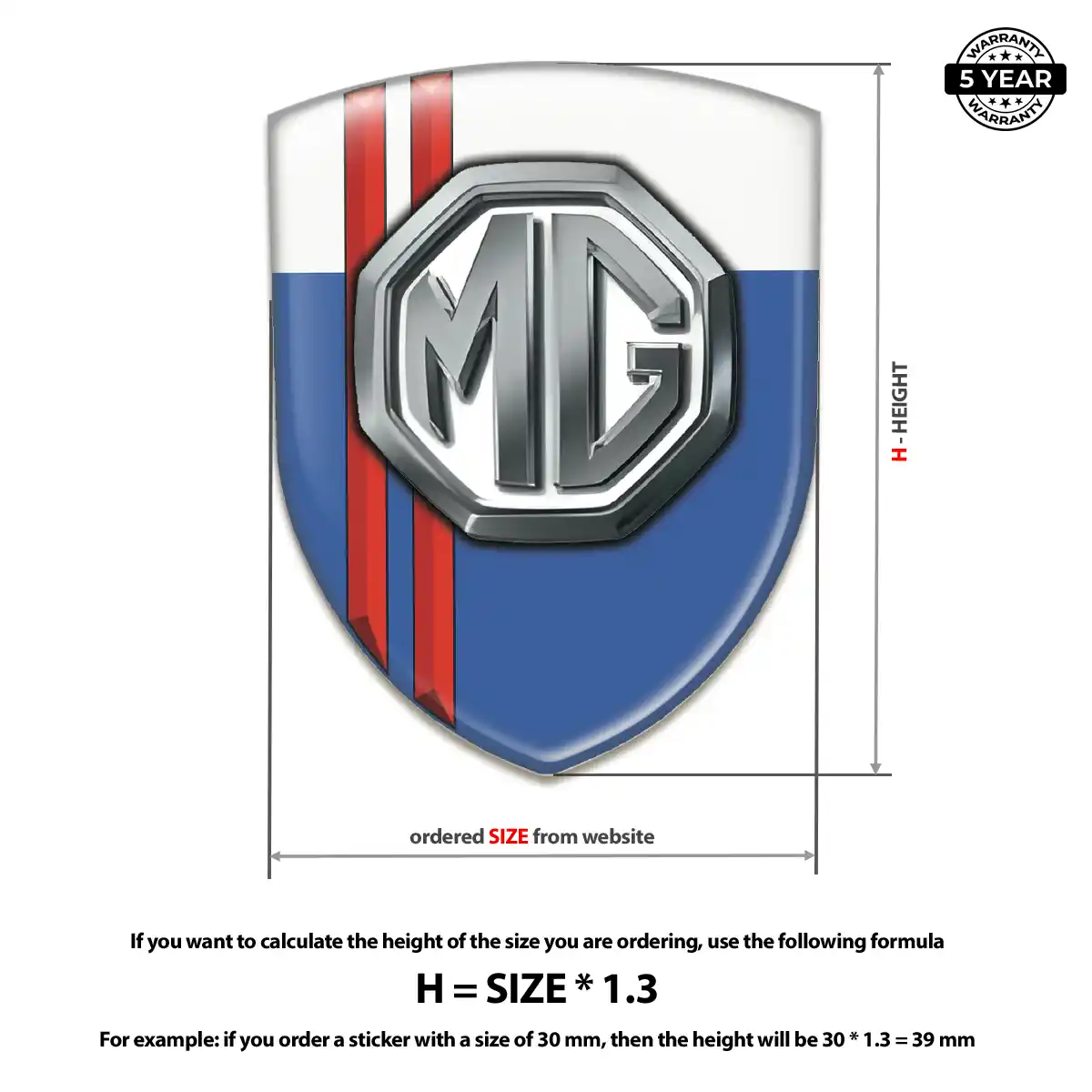 MG 3D Badge Sticker Sleek Style