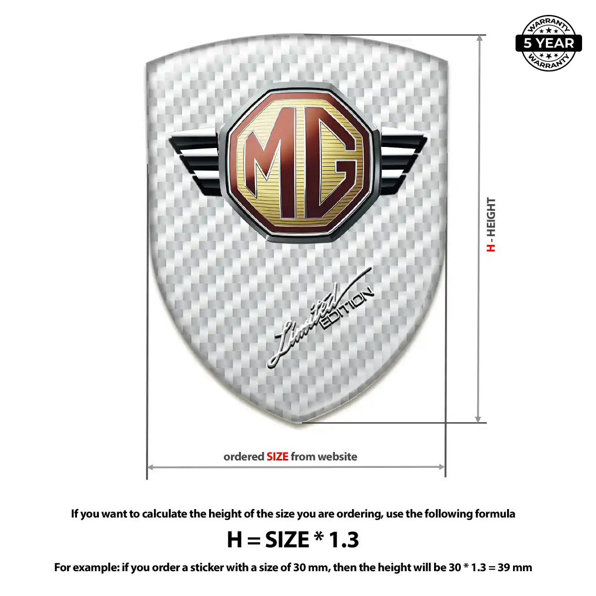 MG 3D Badge Sticker Superior Craft