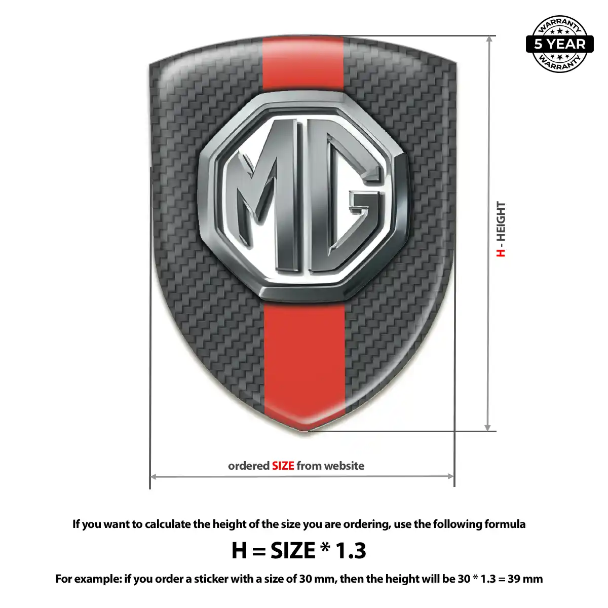 MG 3D Domed Sticker Exterior Luxe