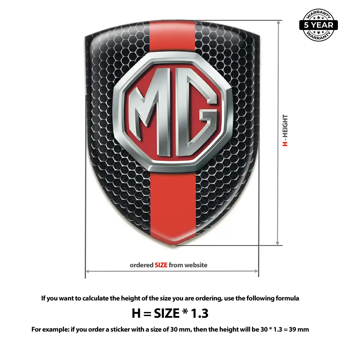 MG 3D Domed Sticker Interior Elegance