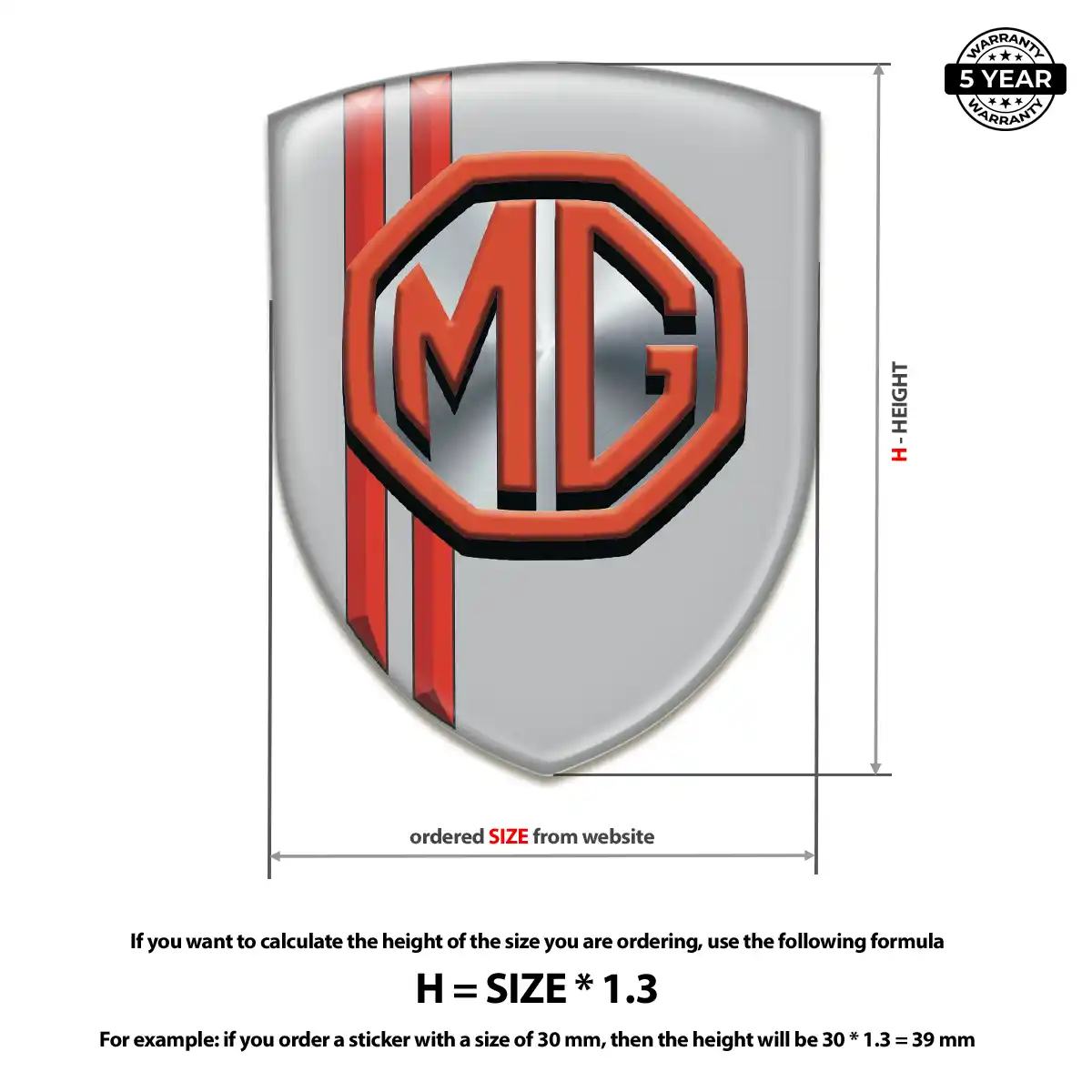 MG 3D Domed Sticker Interior Luxe