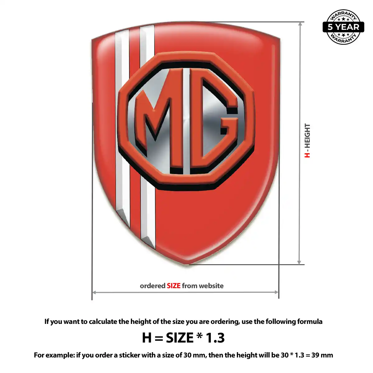 MG 3D Domed Sticker Sleek Style