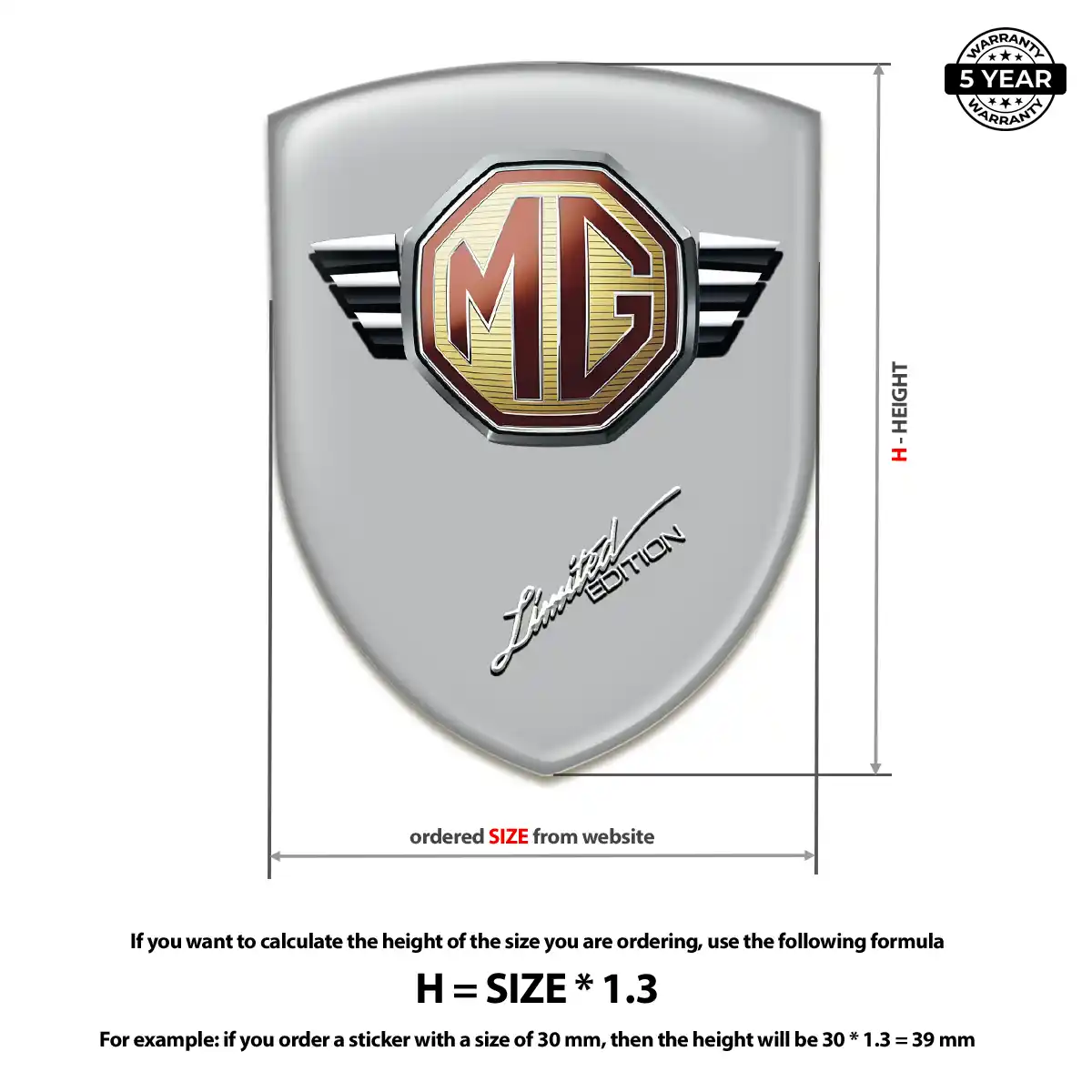 MG 3D Emblem Sticker Elite Finish