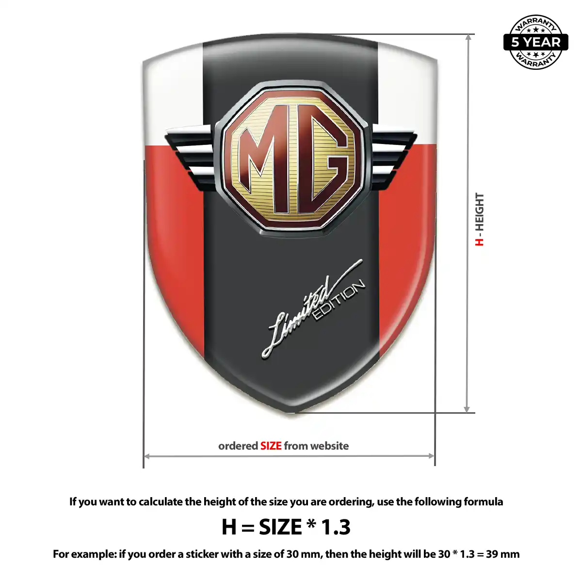 MG 3D Emblem Sticker Outer Style