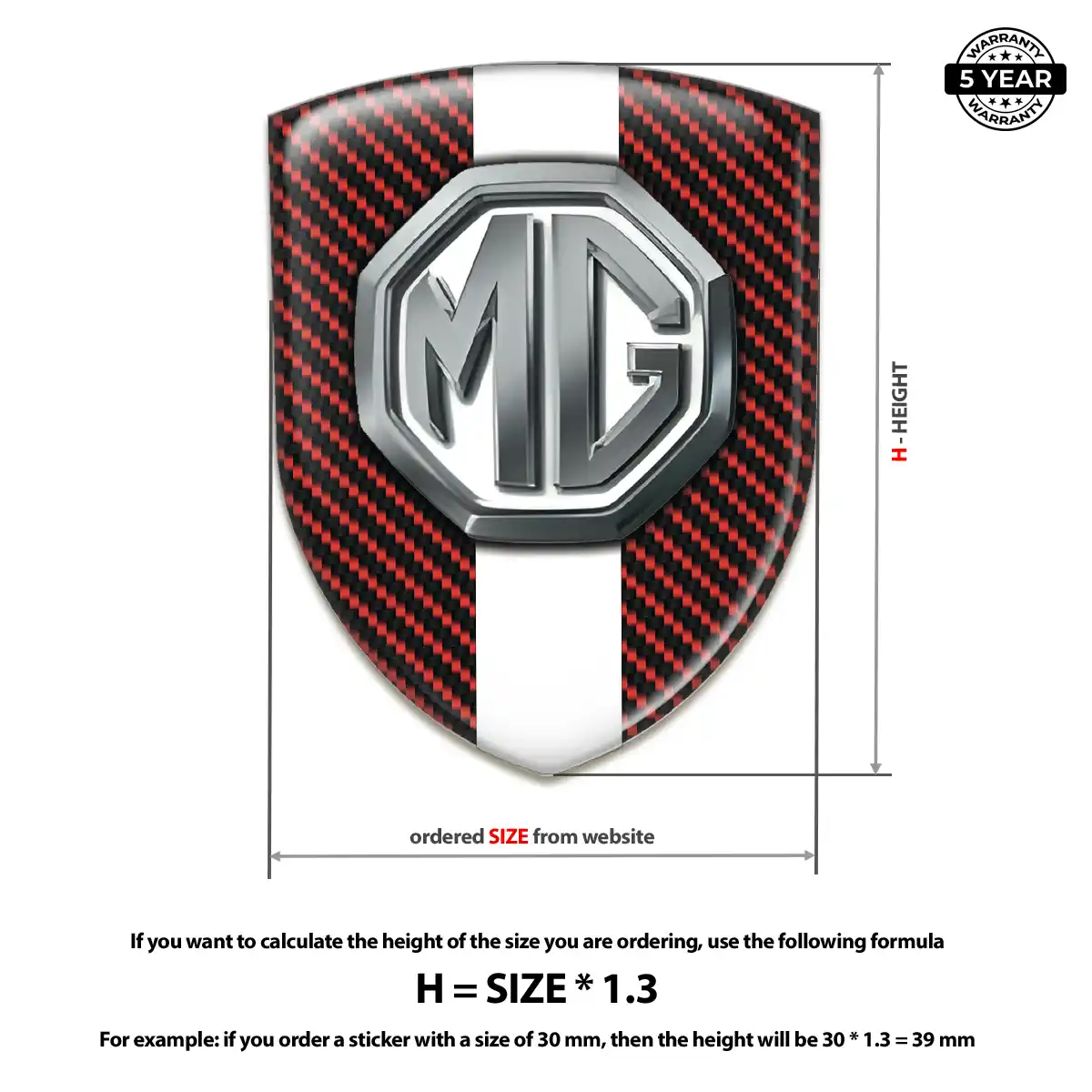 MG 3D Emblem Sticker Premium Dome