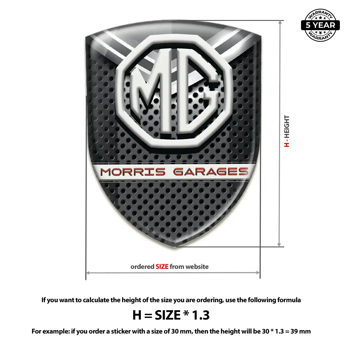 MG 3D Emblem Sticker Resin Luxe