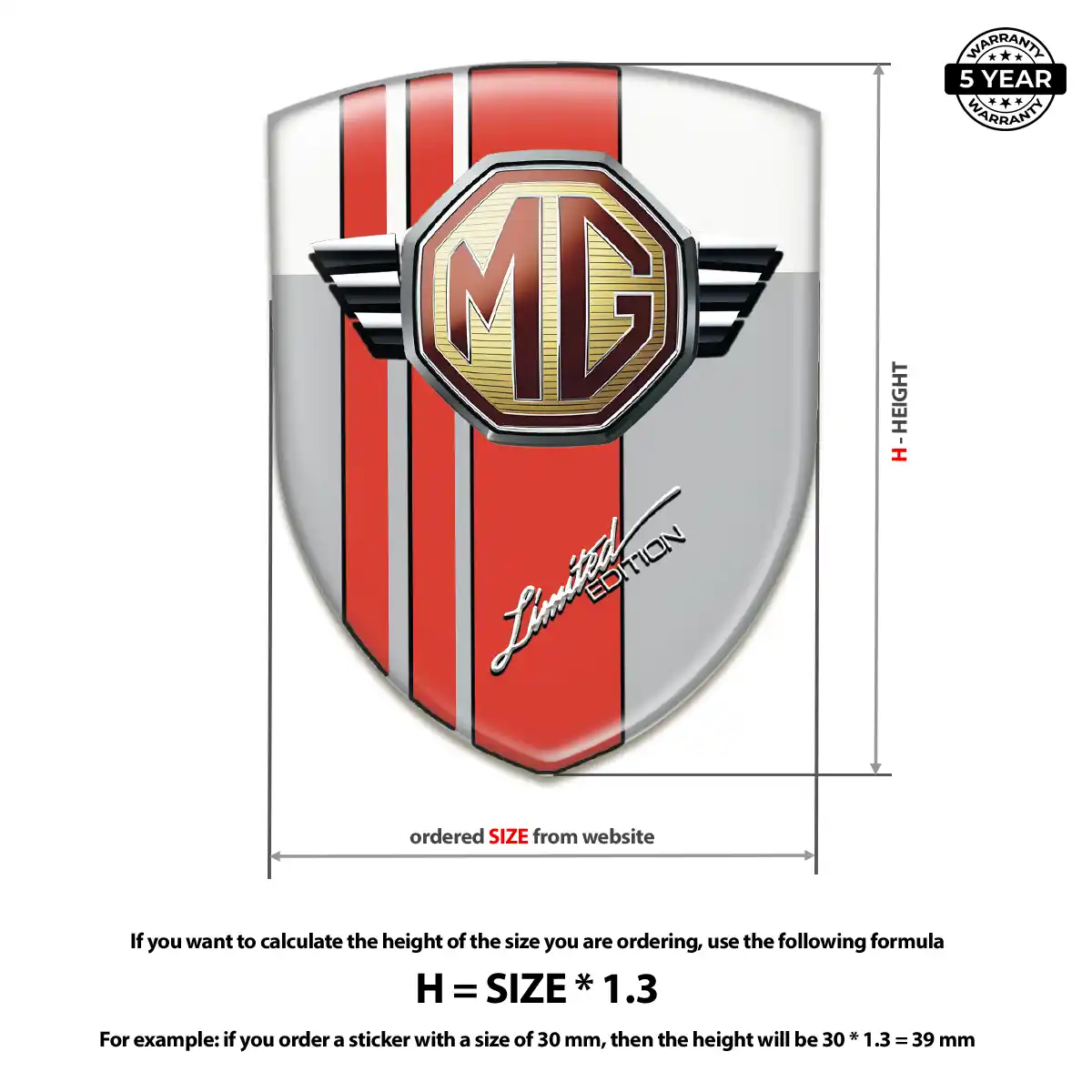 MG 3D Logo Sticker Outer Style