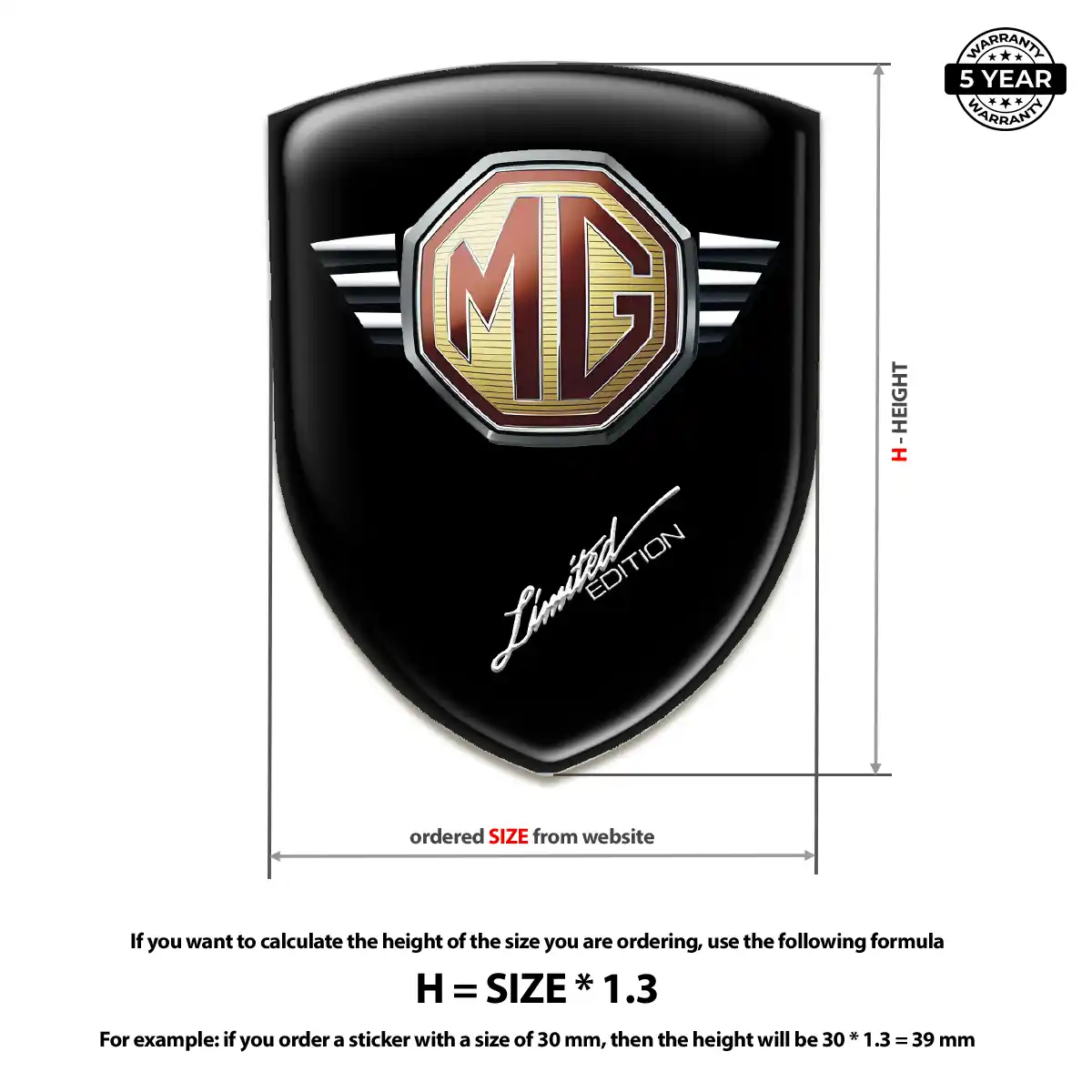 MG 3D Logo Sticker Premium Dome