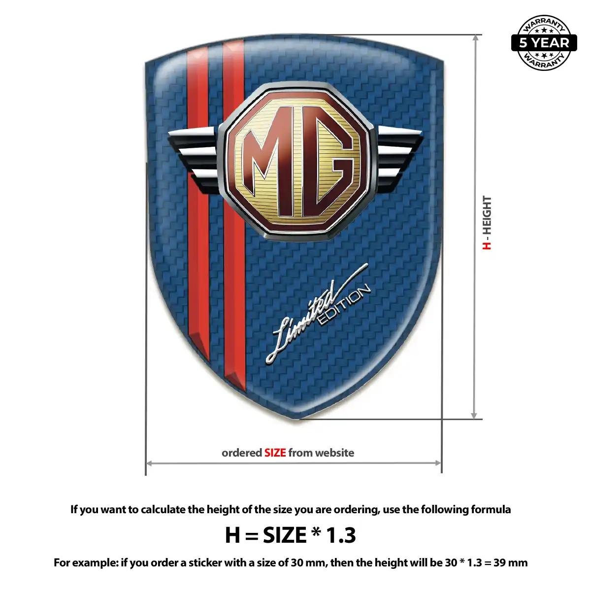 MG 3D Logo Sticker Sleek Style