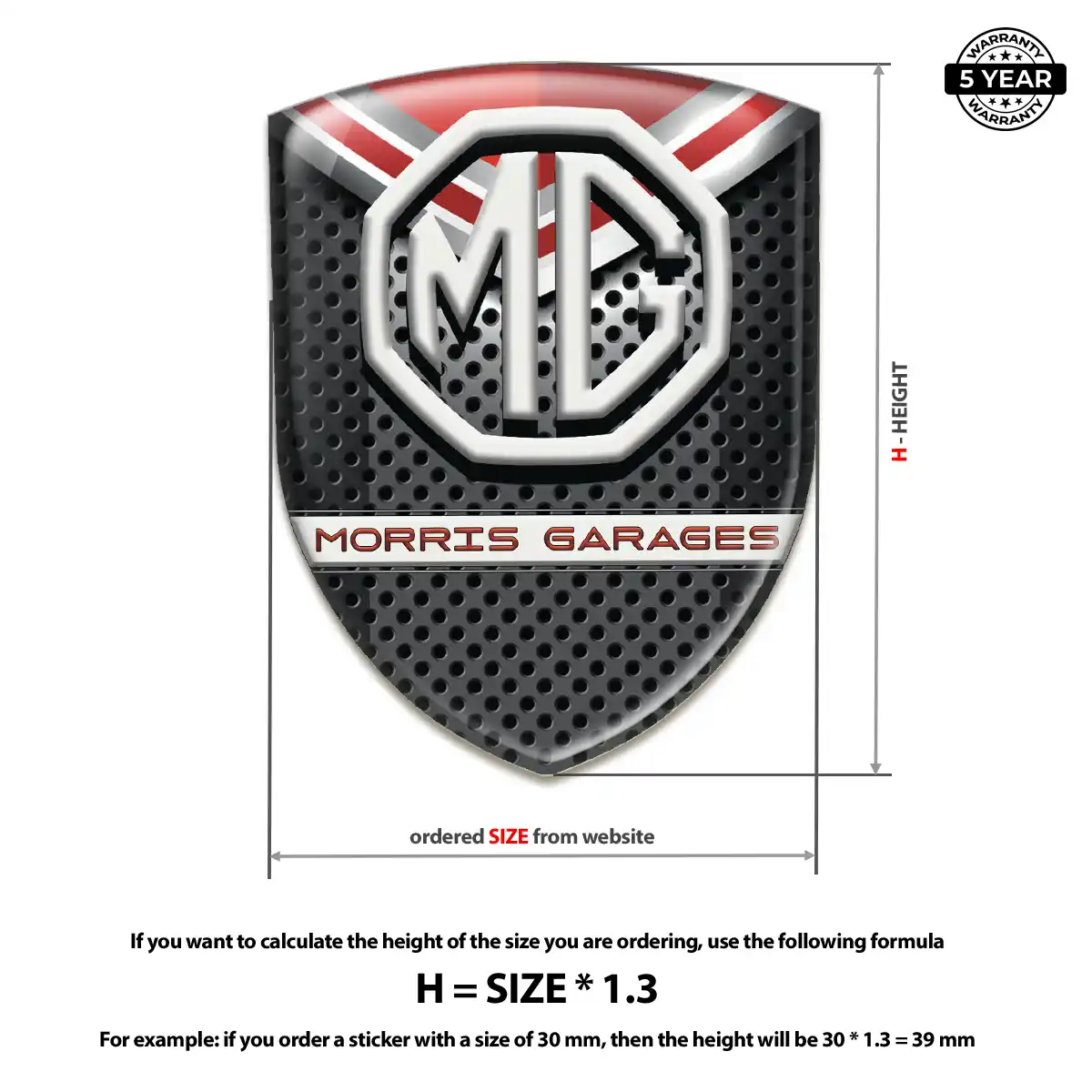 MG Automotive Emblem Sticker Cabin Style