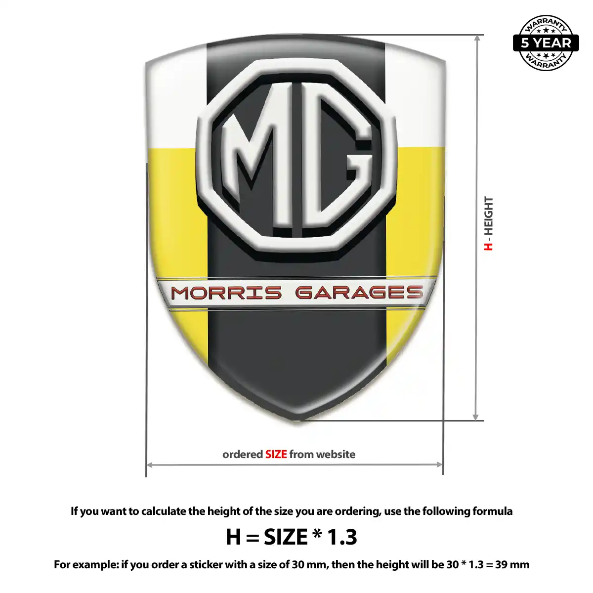 MG Automotive Emblem Sticker Premium Dome