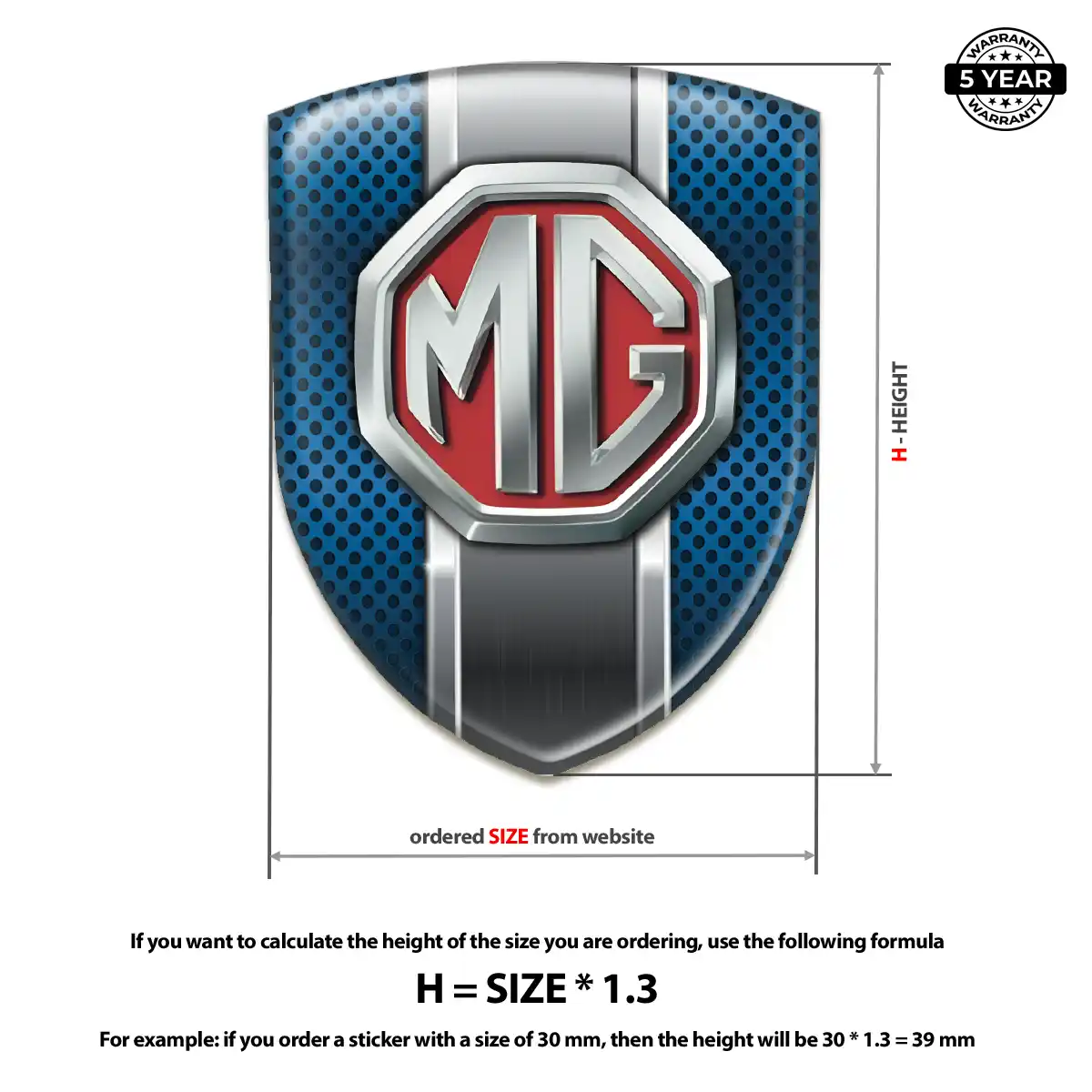 MG Automotive Logo Sticker Resin Luxe