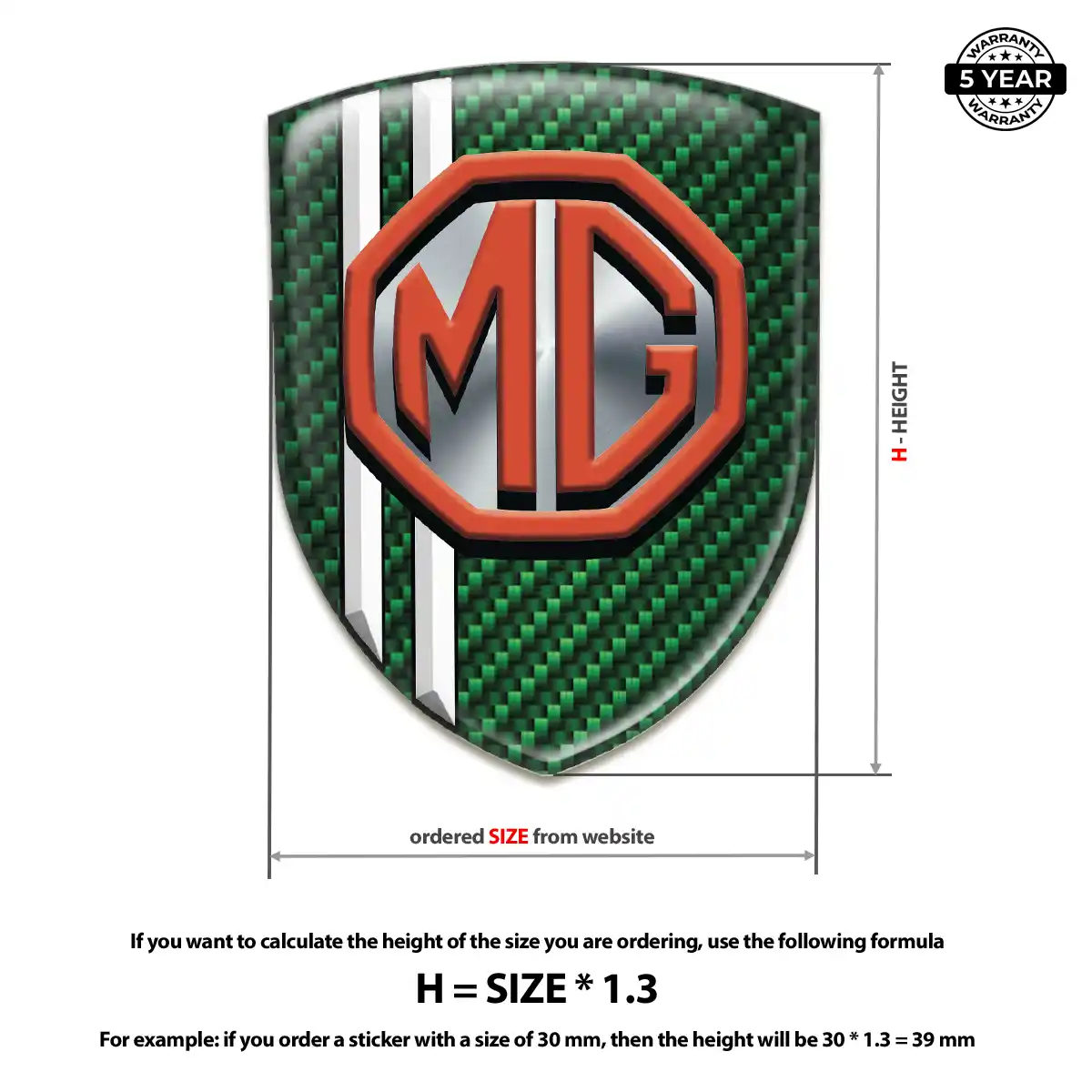 MG Automotive Resin Decal Premium Dome