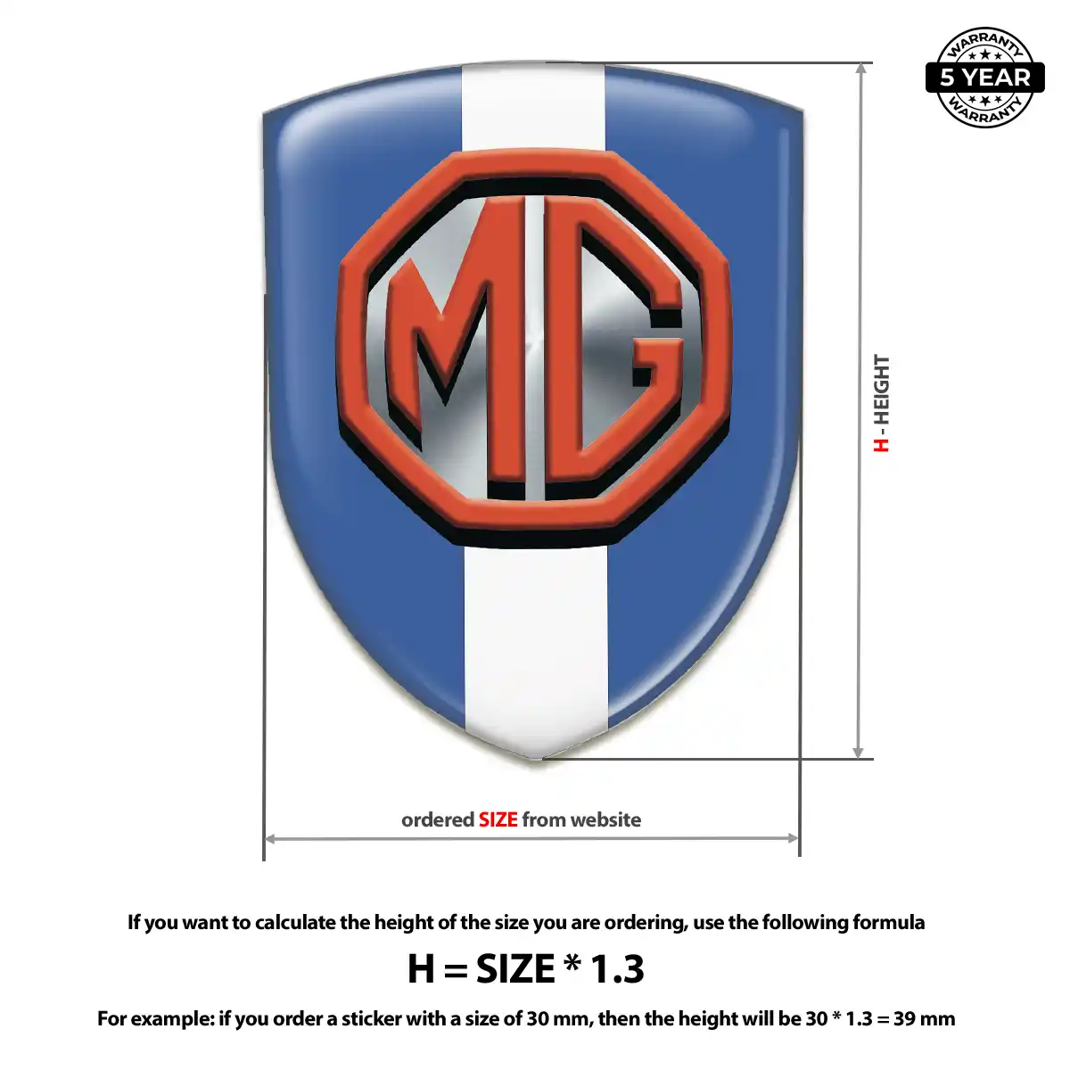 MG Car Badge Sticker Deluxe Edition