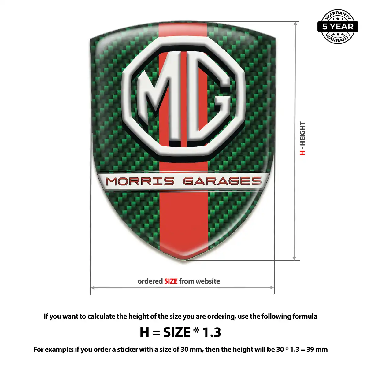 MG Car Badge Sticker Elite Edition