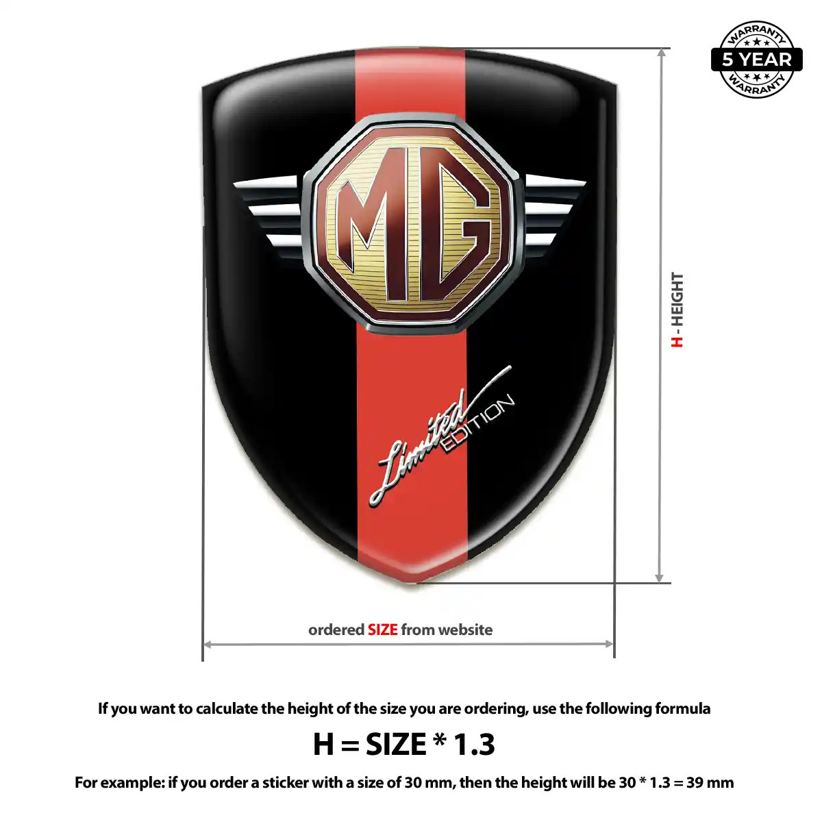 MG Car Badge Sticker Interior Luxe