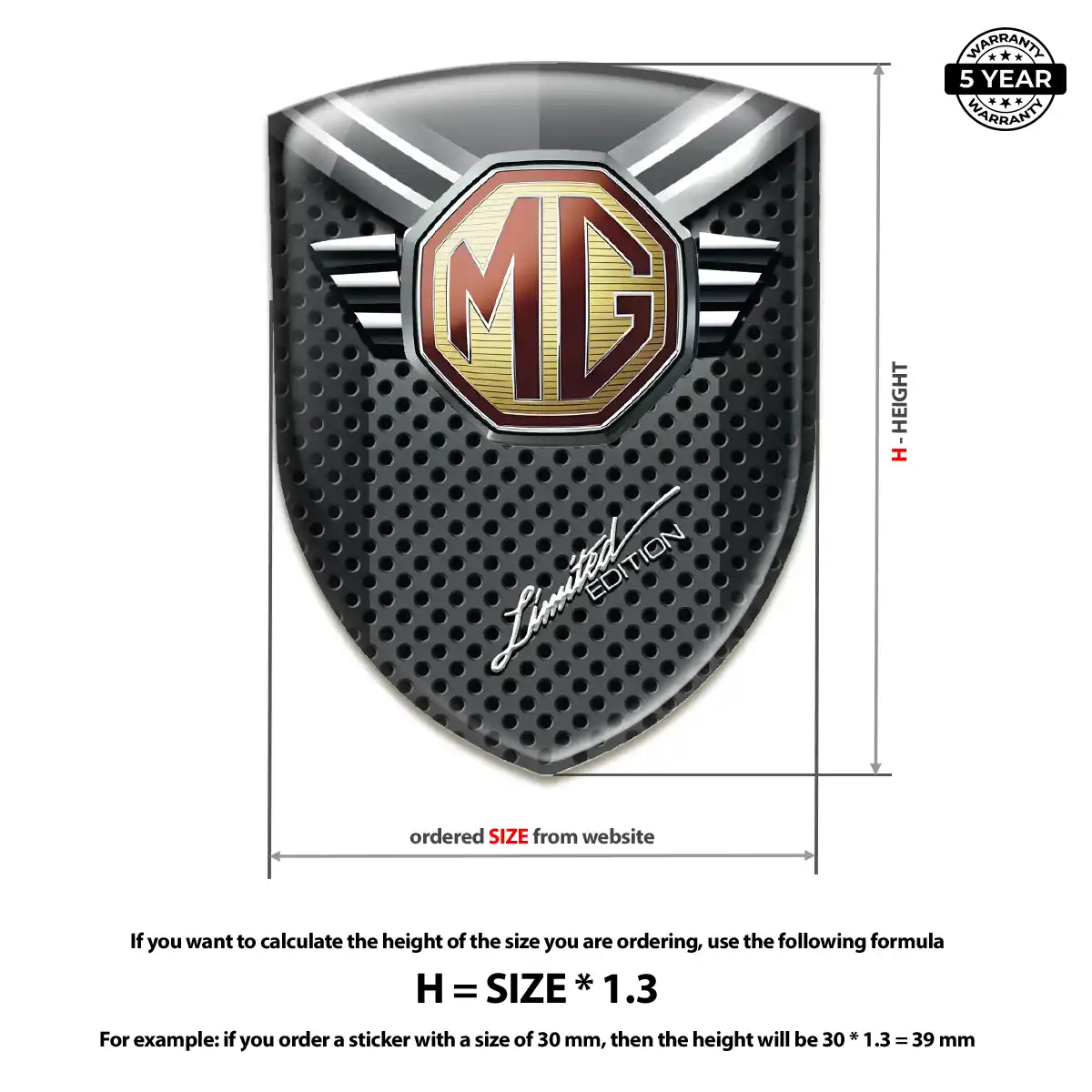 MG Car Badge Sticker Premium Dome
