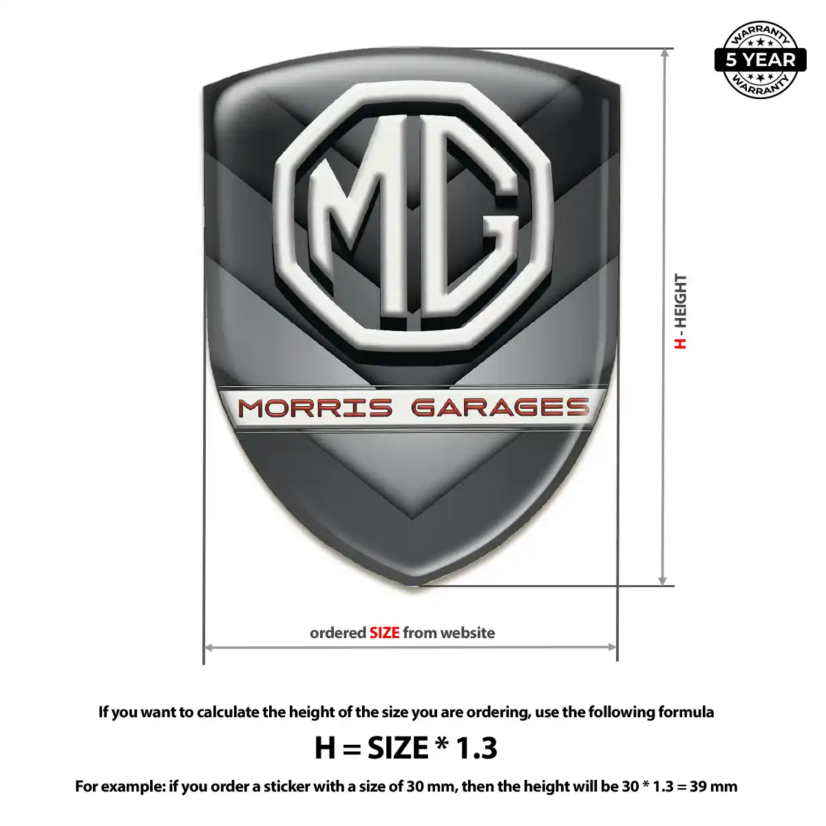 MG Car Badge Sticker Prestige Line