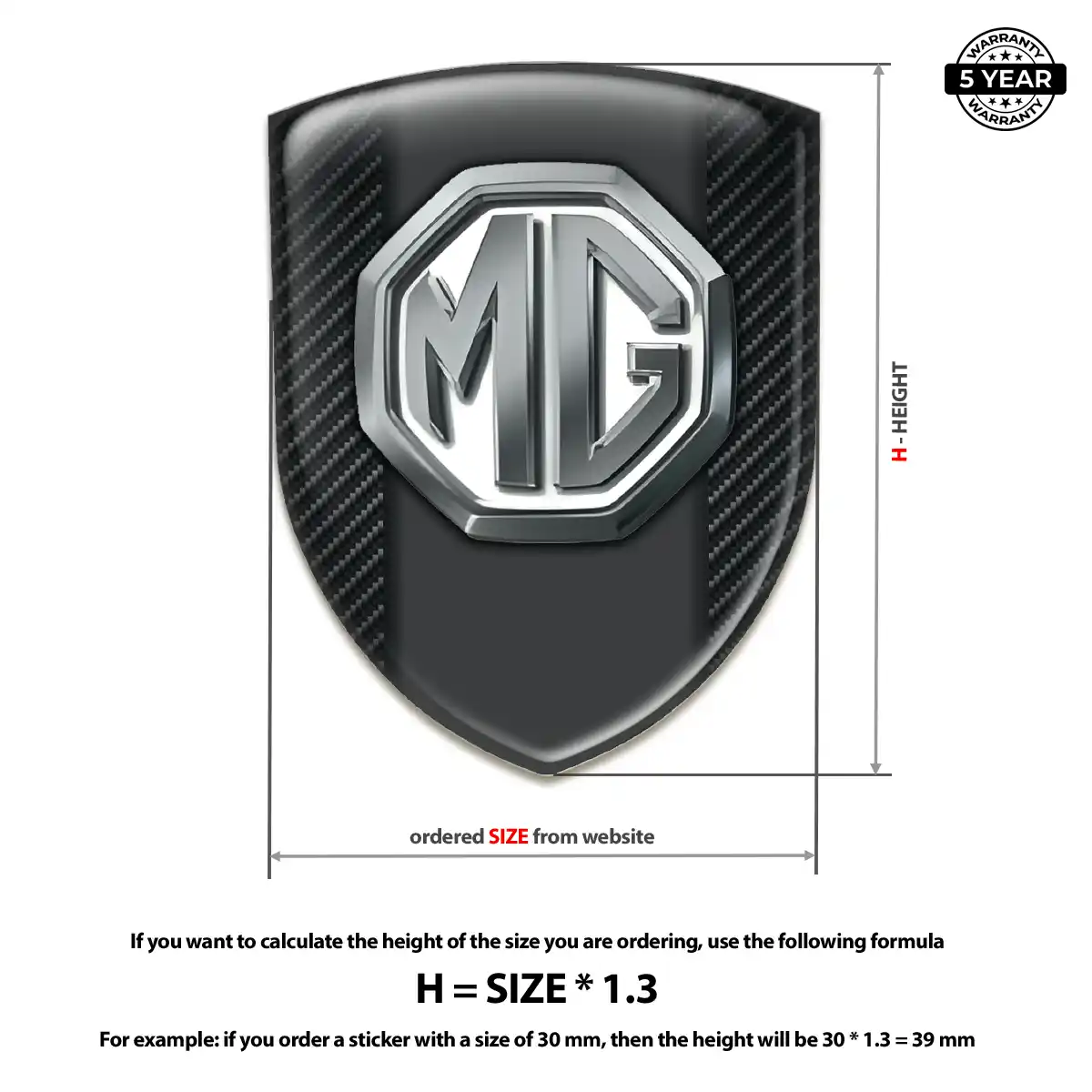 MG Car Badge Sticker Resin Elite