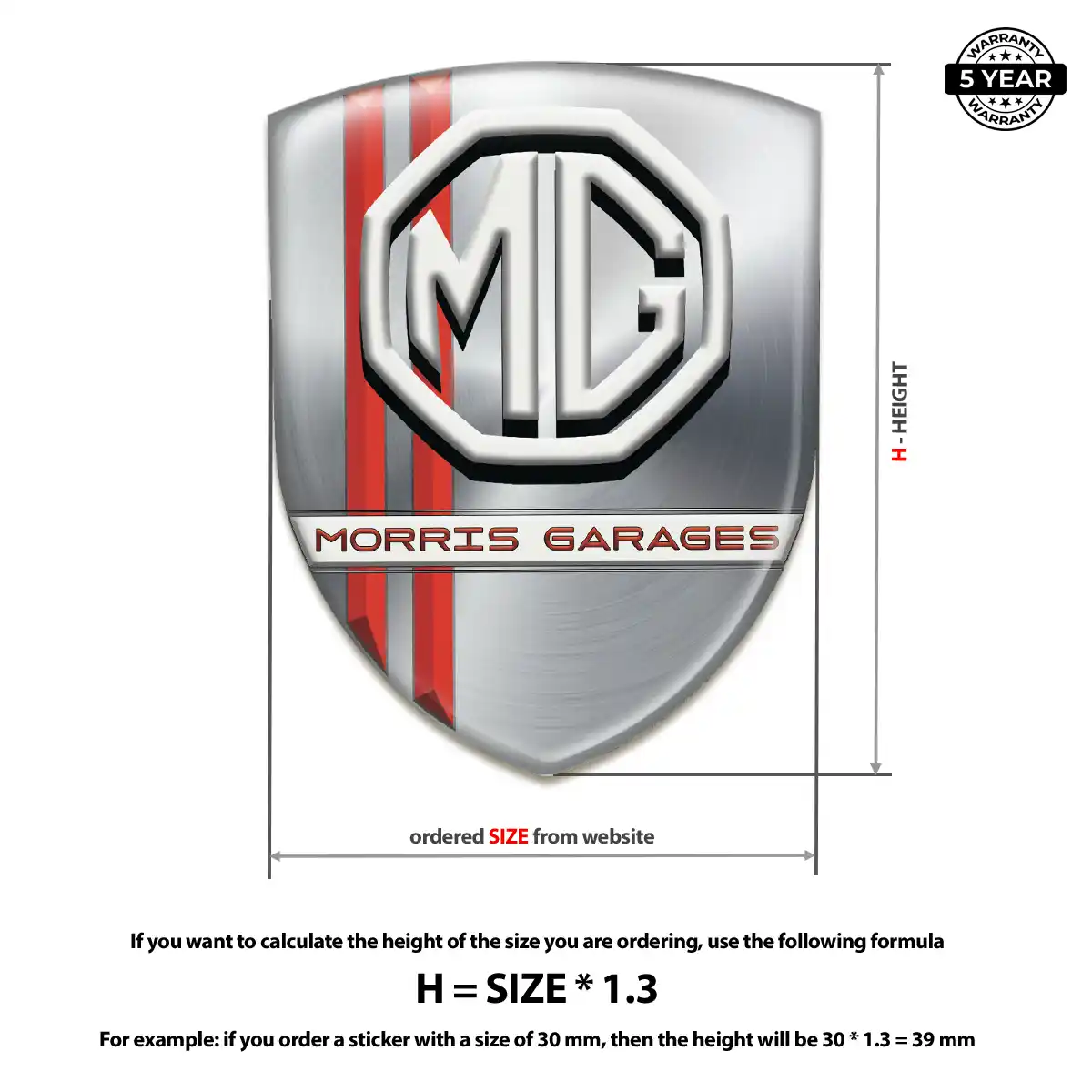 MG Car Emblem Decal Outer Style