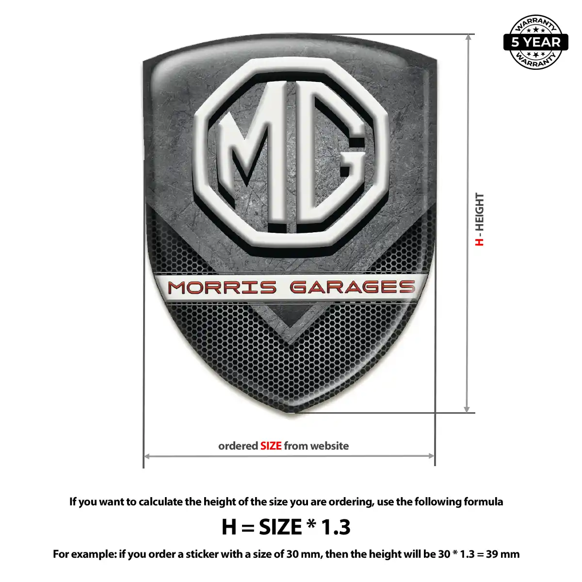 MG Car Emblem Decal Premium Dome