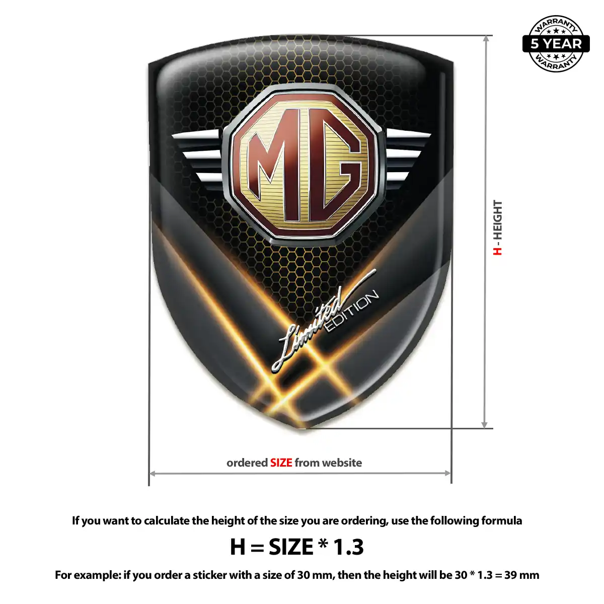 MG Car Emblem Decal Resin Elite