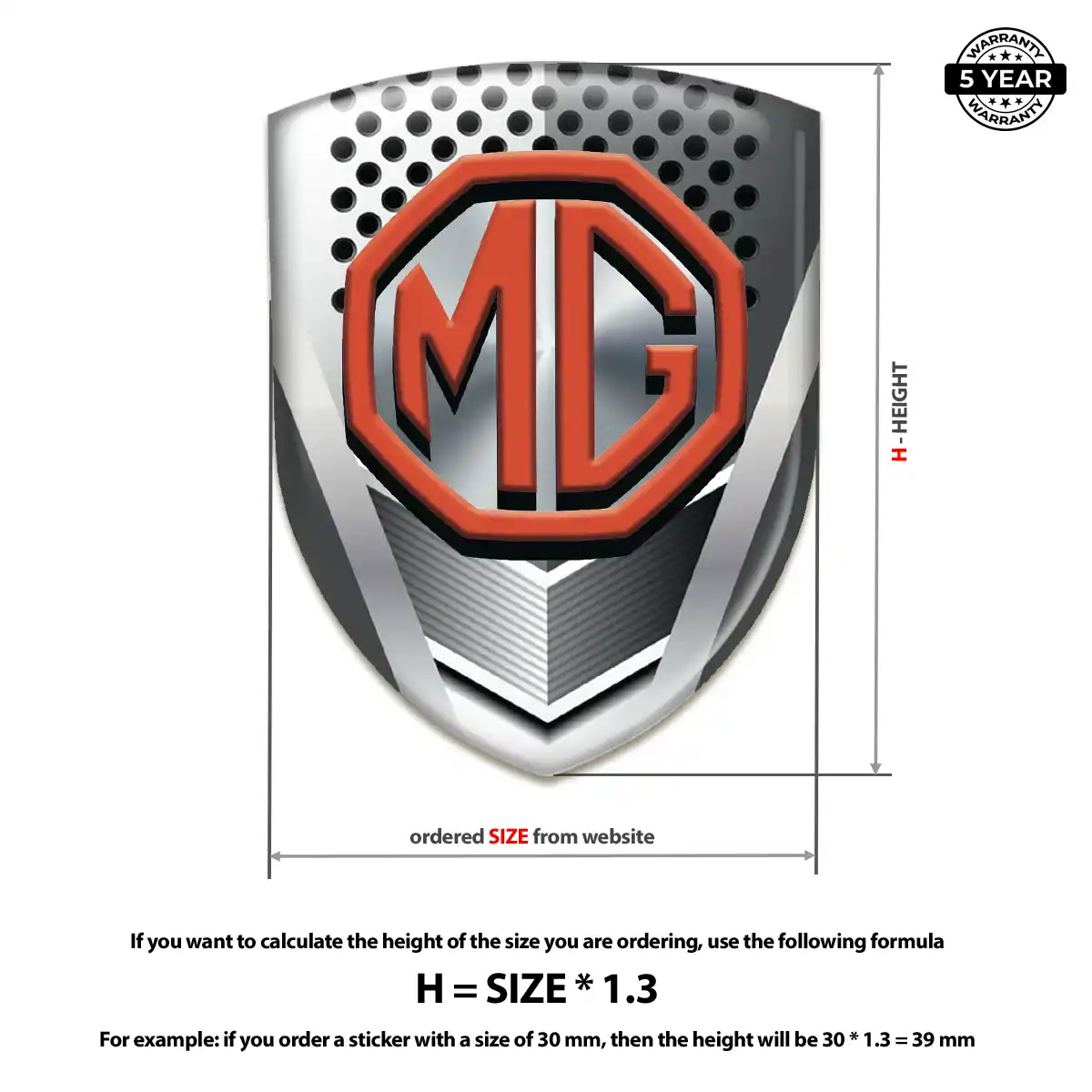 MG Car Emblem Decal Resin Luxe