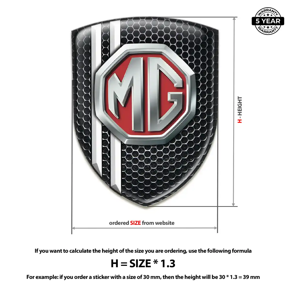 MG Car Emblem Overlay Premium Dome