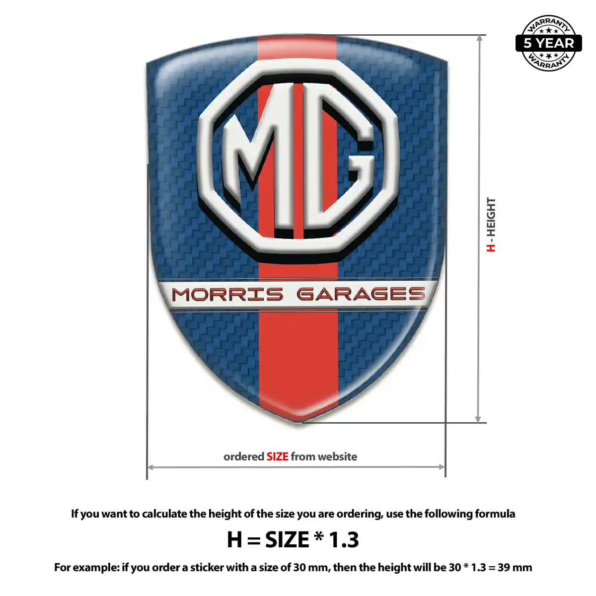 MG Car Emblem Overlay Resin Elite