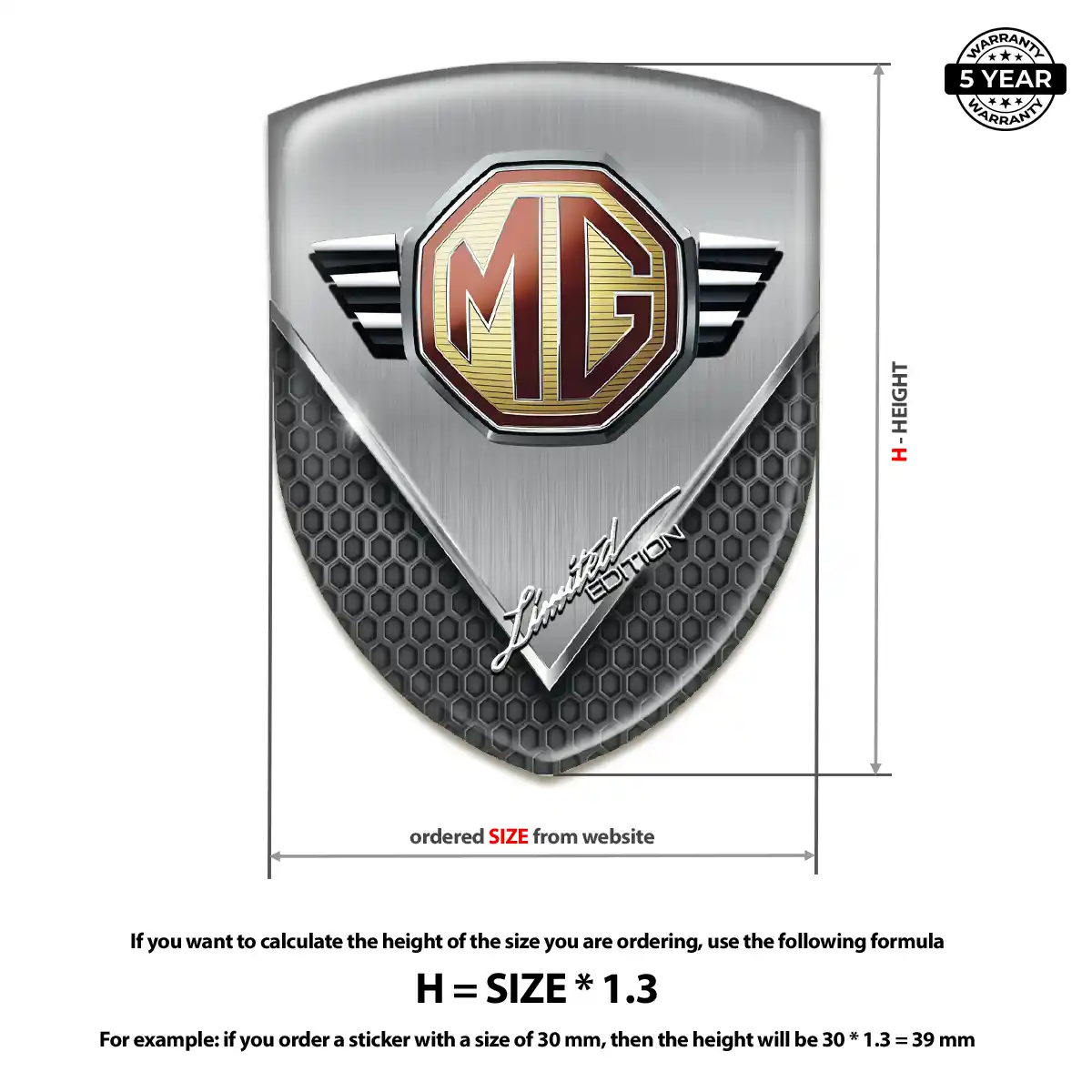 MG Car Emblem Sticker Elite Finish
