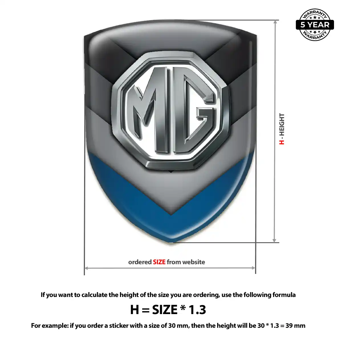 MG Car Emblem Sticker Resin Elite