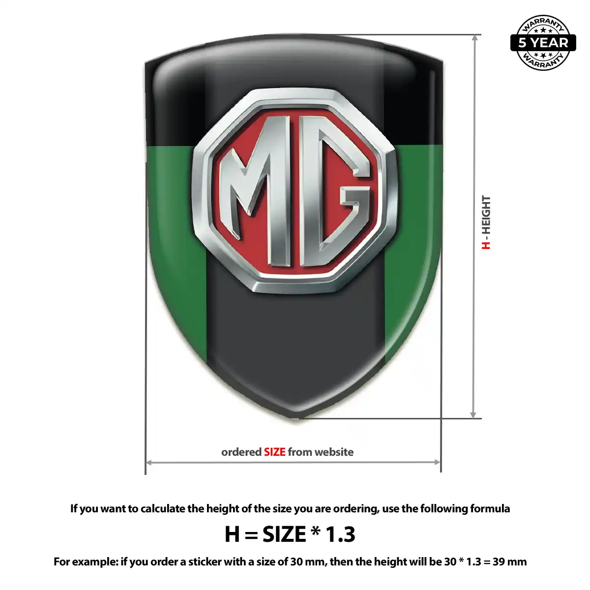 MG Car Logo Decal Elite Finish