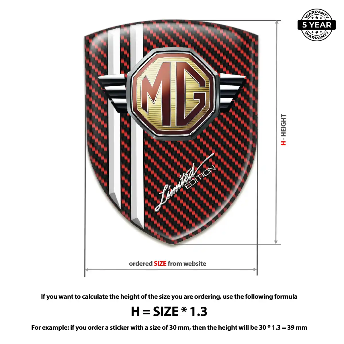 MG Car Logo Decal Premium Dome