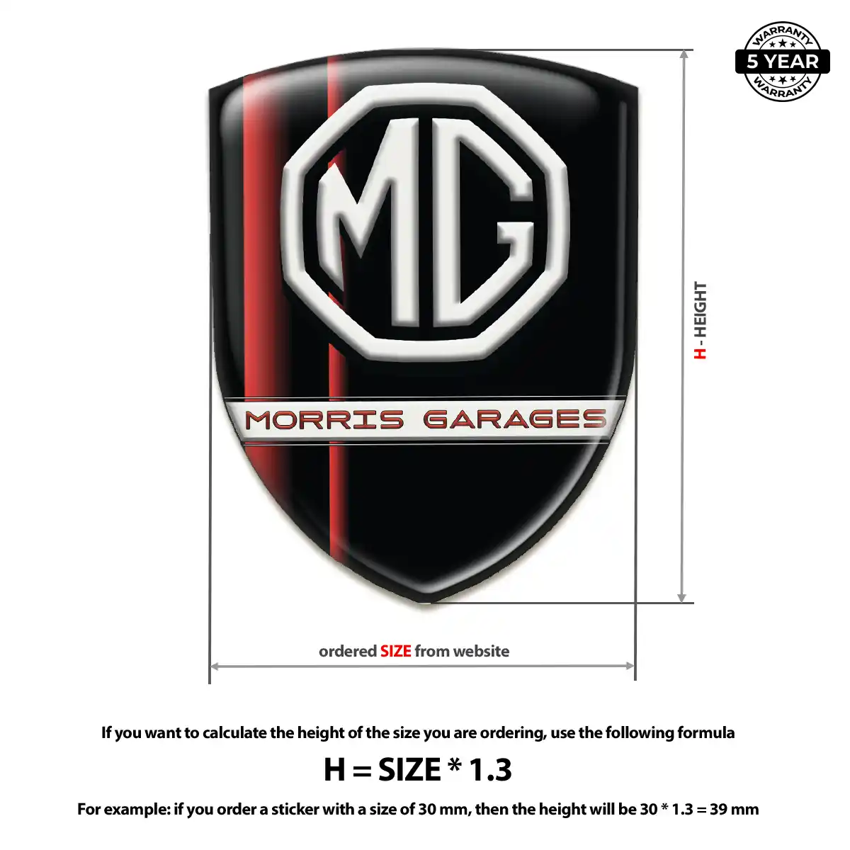 MG Car Logo Decal Resin Elite