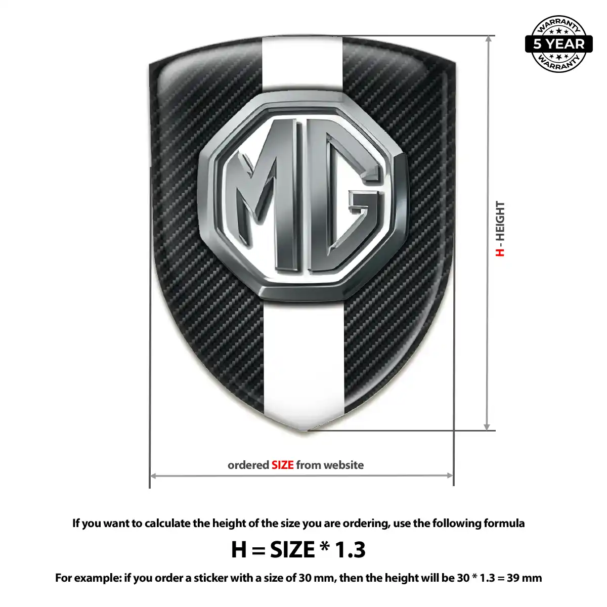 MG Car Logo Decal Resin Luxe