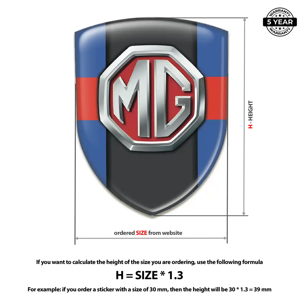 MG Domed Car Sticker Cabin Style