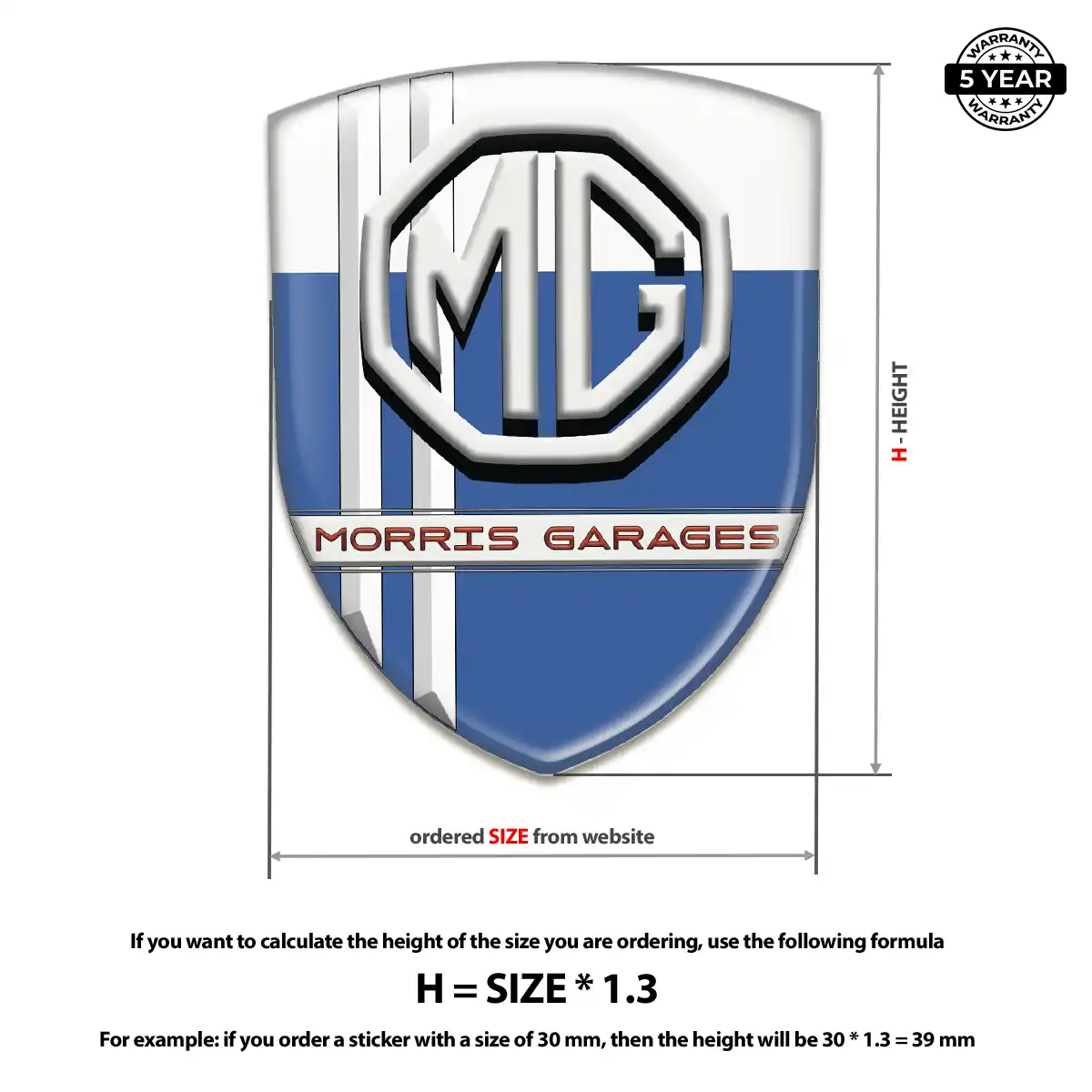 MG Domed Car Sticker Elite Finish
