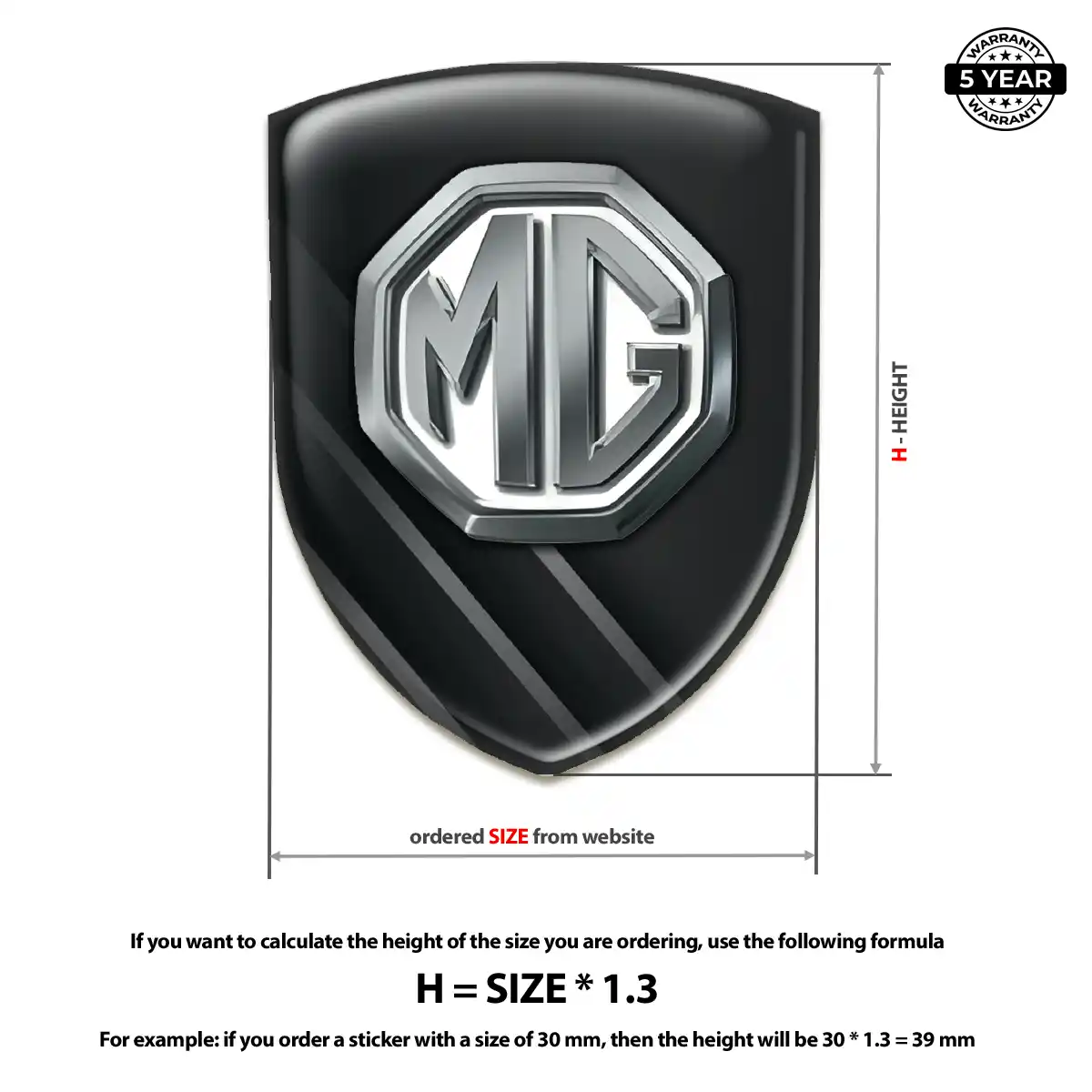 MG Domed Car Sticker Exterior Luxe