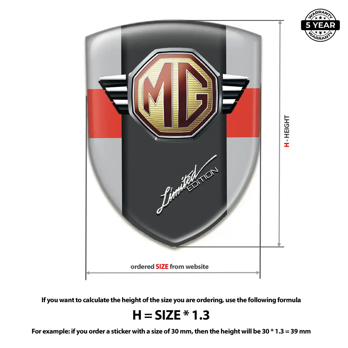 MG Domed Car Sticker Interior Elegance