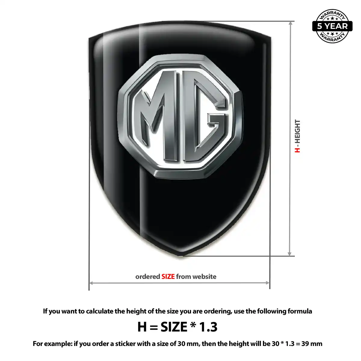 MG Domed Car Sticker Opulent Line