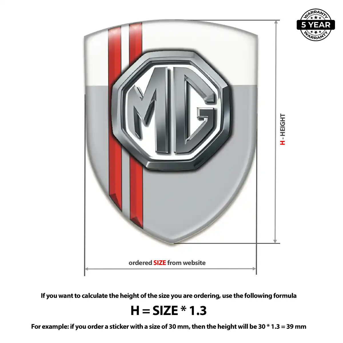 MG Domed Car Sticker Refined Design