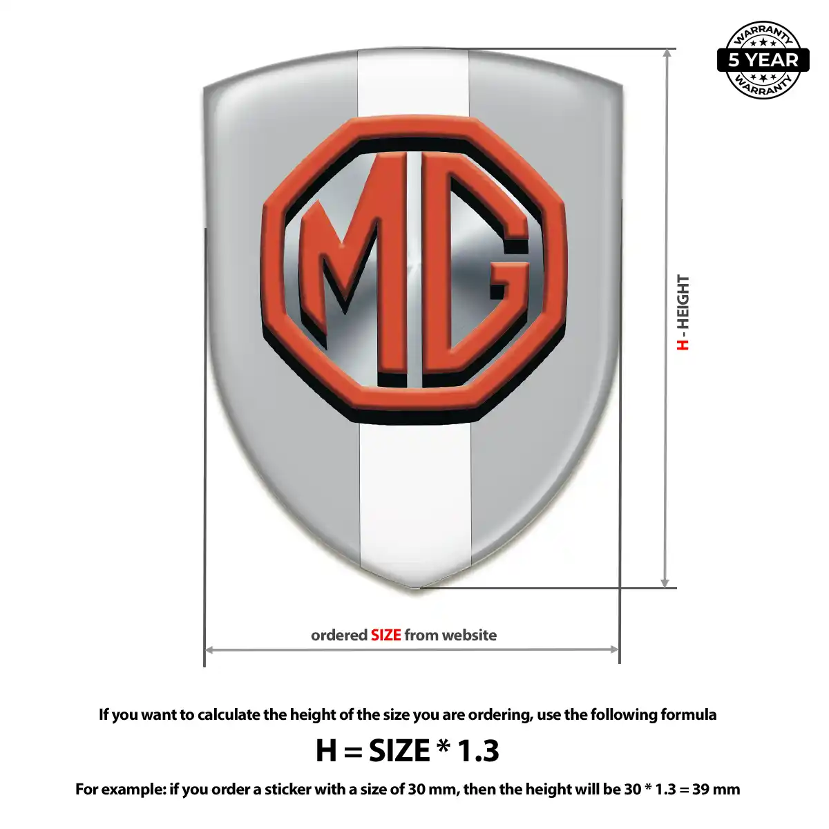 MG Domed Car Sticker Resin Elite