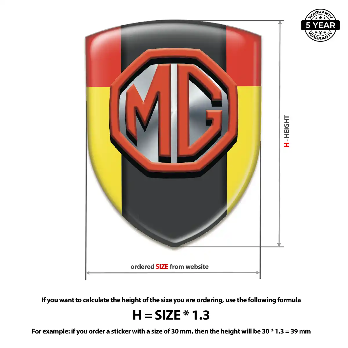 MG Domed Car Sticker Resin Luxe