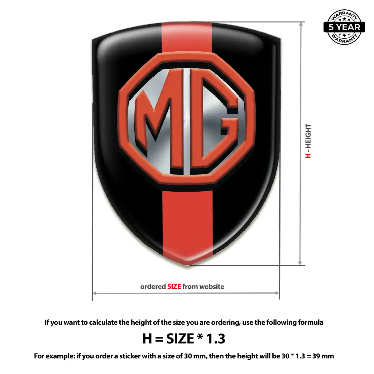 MG Domed Car Sticker Sleek Style