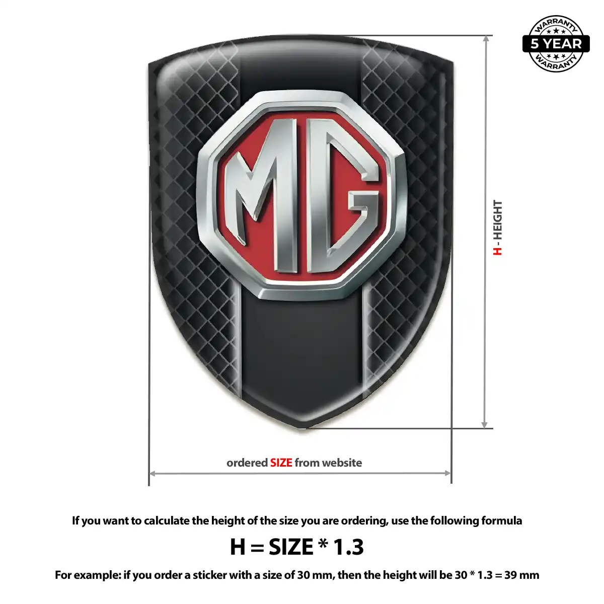 MG Domed Car Sticker Superior Craft