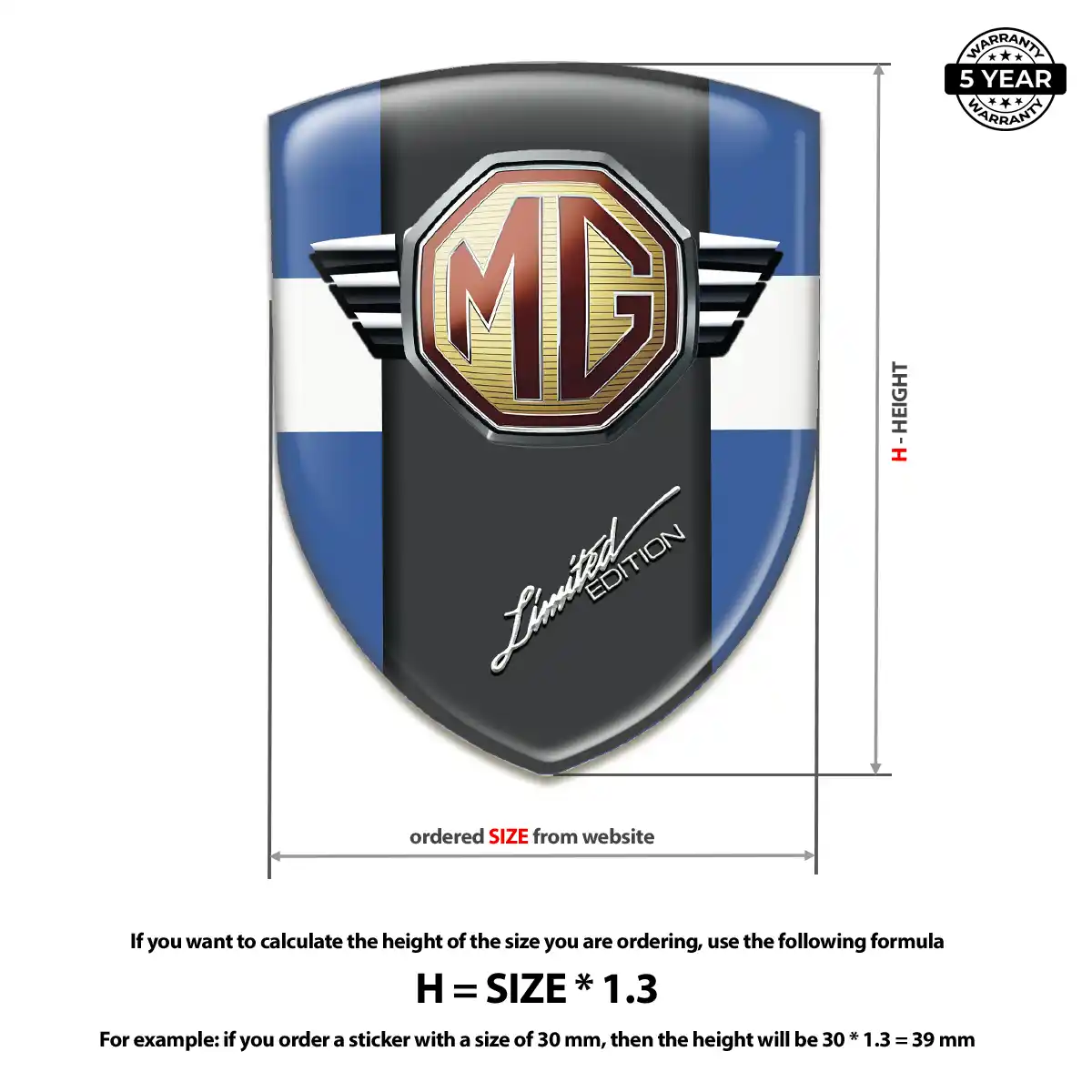 MG Domed Decal Exterior Luxe