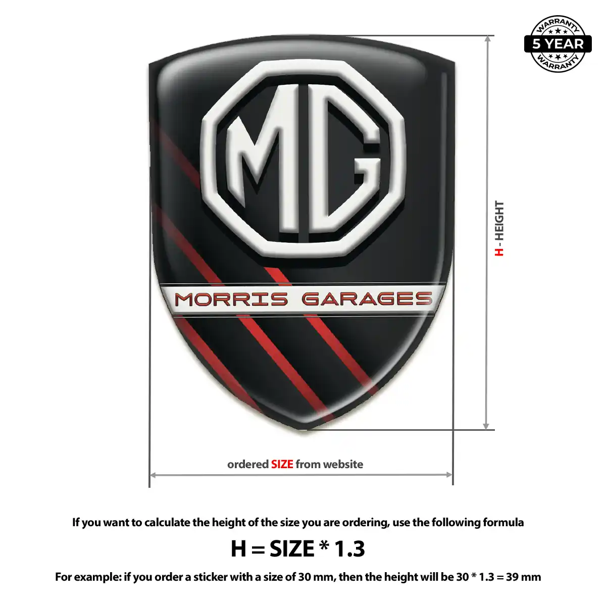 MG Domed Decal Interior Elegance